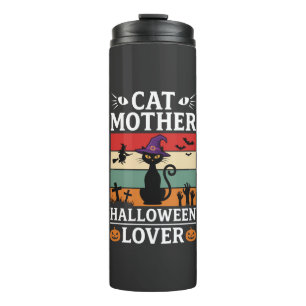 Halloween Cat Mother Lover Retro Witch Design Thermal Tumbler