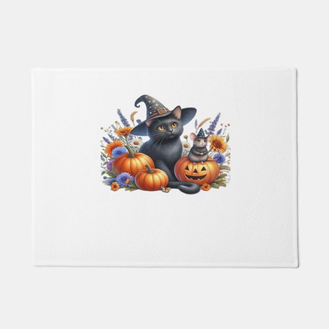Halloween Cat Mouse Pumpkins T-Shirt Essential T-S Doormat (Front)