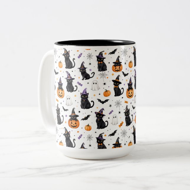 Halloween Cat Mug | Black Cat Lover Gift (Front Left)