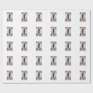 Halloween Cat Mum Vintage Witchy Cat Lover Design_ Wrapping Paper