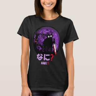 Halloween Cat Nani Murderous Black Cat with Knife T-Shirt