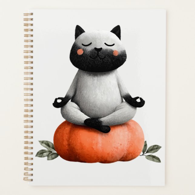 Halloween Cat on Pumpkin Design Planner (Front)