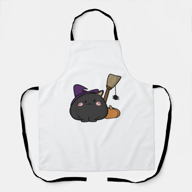 Halloween Cat Oversized T-Shirt Apron (Front)