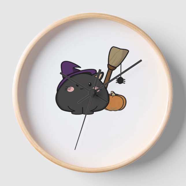 Halloween Cat Oversized T-Shirt Clock (Front)
