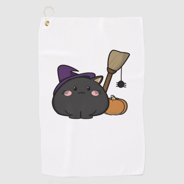 Halloween Cat Oversized T-Shirt Golf Towel (Front)