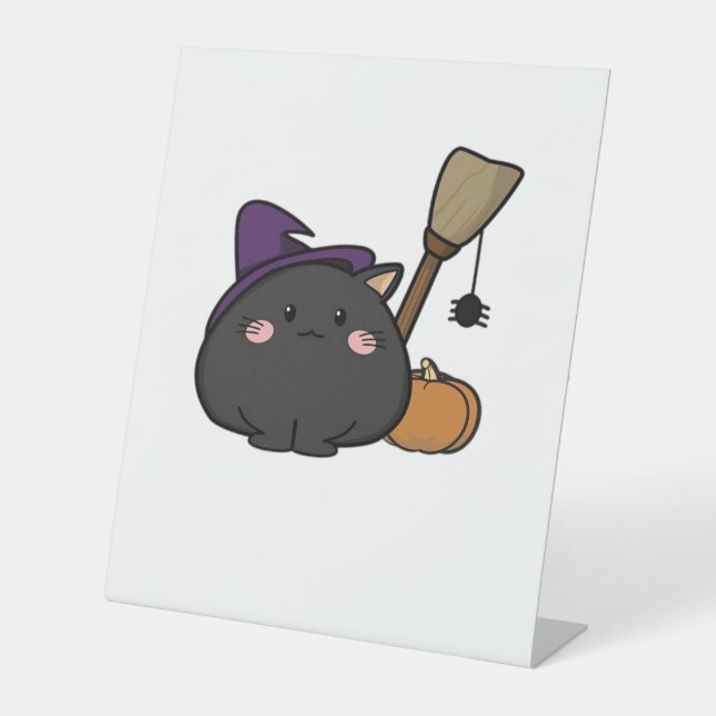 Halloween Cat Oversized T-Shirt Pedestal Sign (Front)
