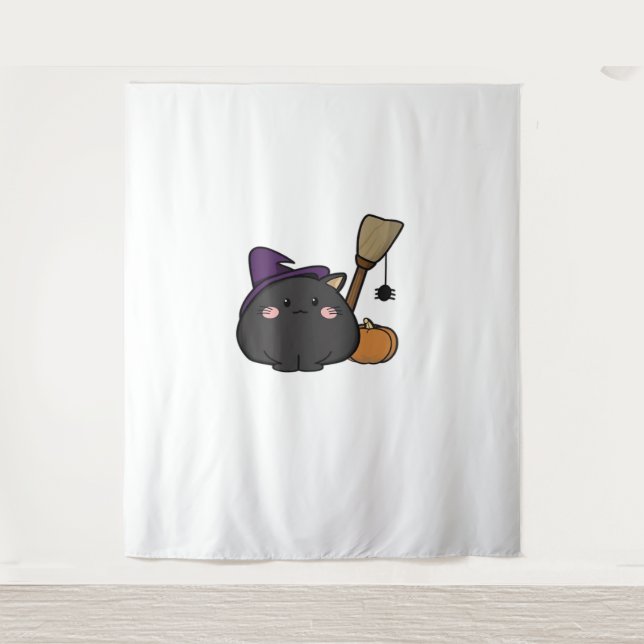 Halloween Cat Oversized T-Shirt Tapestry (Front)