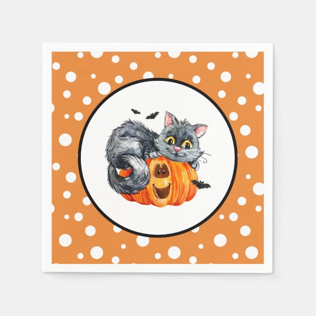 Halloween Cat Paper Napkins (Front)