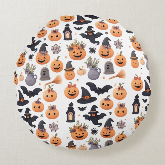 Halloween Cat Parade Throw Pillow (Front)
