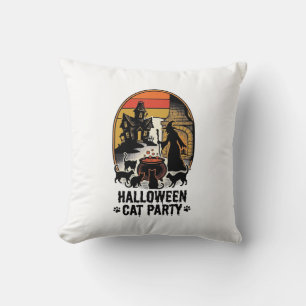 Halloween Cat Party Vintage Witch Cats Design_1 Cushion