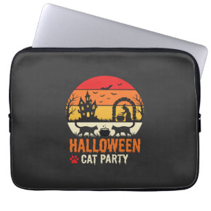 Halloween Cat Party Witch Cauldron Silhouette Desi Laptop Sleeve