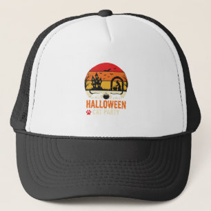 Halloween Cat Party Witch Cauldron Silhouette Desi Trucker Hat