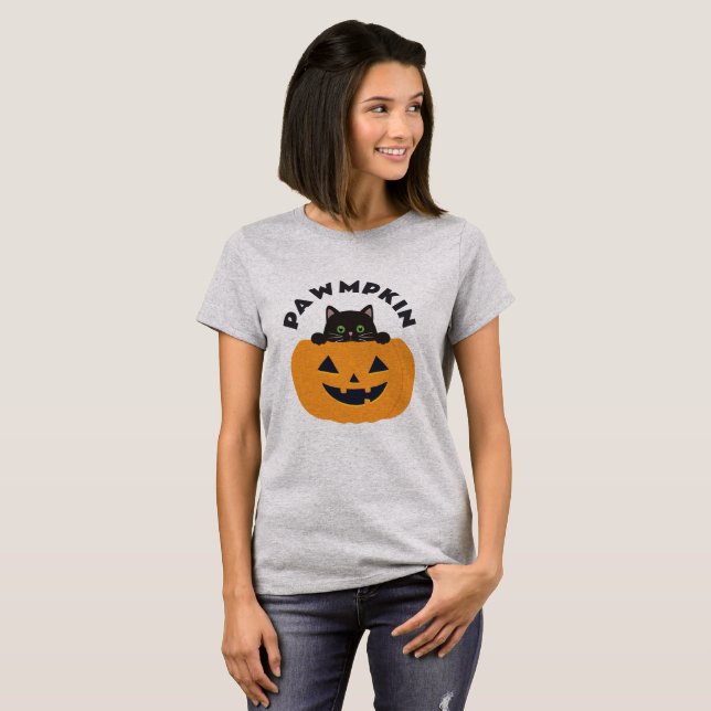 Halloween Cat Pawmpkin Women's Basic T-Shirt (Front Full)