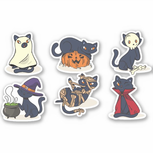 HALLOWEEN CAT POSES VECTOR SET  (Front)