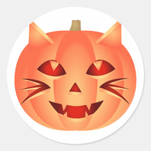 Halloween Cat Pumpkin Classic Round Sticker