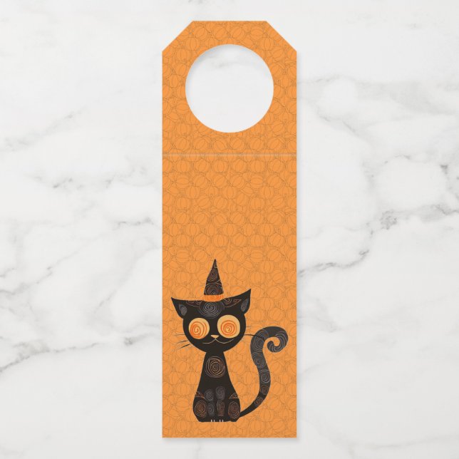 Halloween/cat/pumpkin/fall  bottle tag (Front)