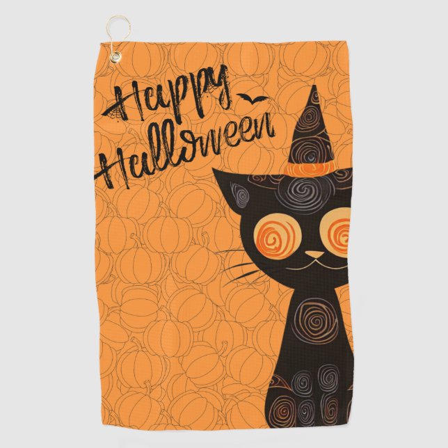 Halloween/cat/pumpkin/fall  golf towel (Front)