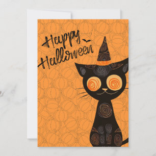 Halloween/cat/pumpkin/fall holiday card
