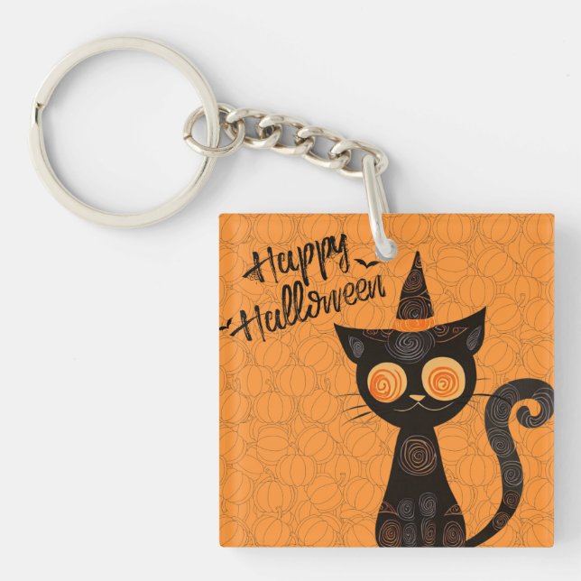 Halloween/cat/pumpkin/fall  key ring (Front)