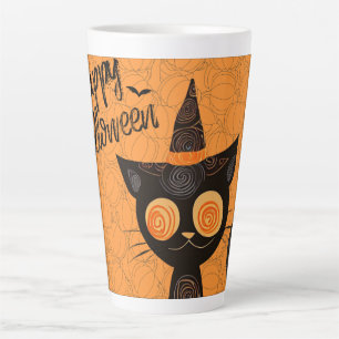Halloween/cat/pumpkin/fall latte mug