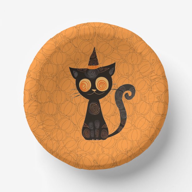 Halloween/cat/pumpkin/fall  paper plate (Front)