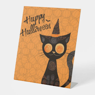 Halloween/cat/pumpkin/fall pedestal sign
