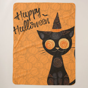 Halloween/cat/pumpkin/fall sherpa blanket