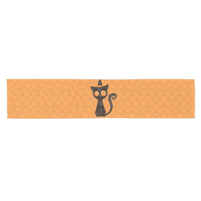 Halloween/cat/pumpkin/fall  short table runner (Horizontal)