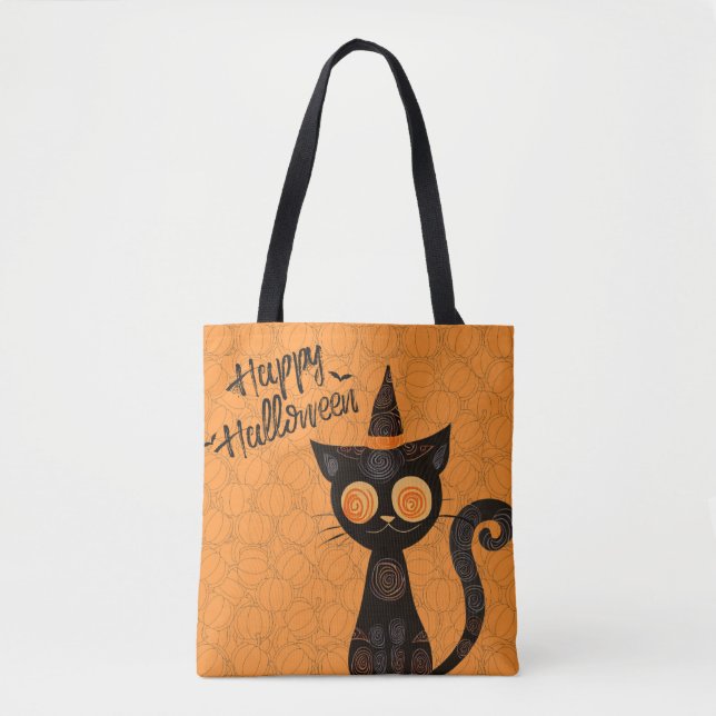 Halloween/cat/pumpkin/fall  tote bag (Front)