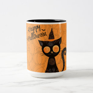 Halloween/cat/pumpkin/fall Two-Tone coffee mug