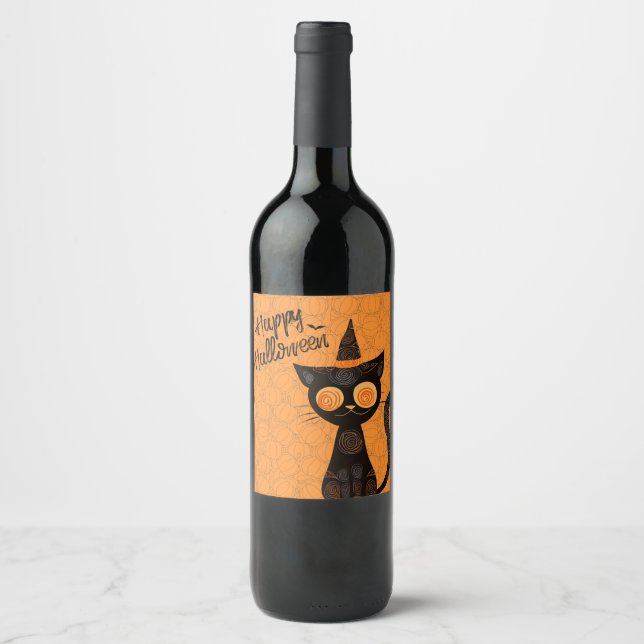 Halloween/cat/pumpkin/fall  wine label (Front)