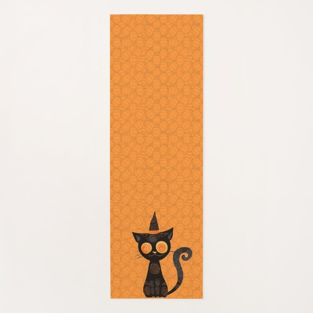 Halloween/cat/pumpkin/fall  yoga mat (Front)