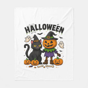 Halloween Cat & Pumpkin Friends Cute Spooky Shirt Fleece Blanket