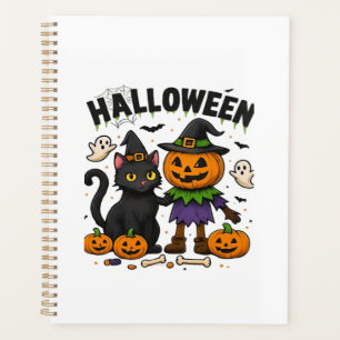 Halloween Cat & Pumpkin Friends Cute Spooky Shirt Planner