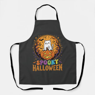 Halloween Cat Pumpkin Moon Vintage Design Apron