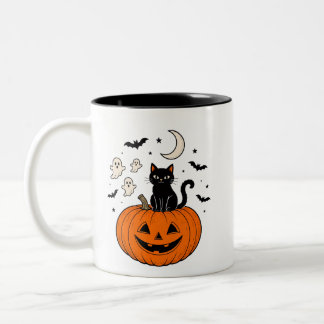 Halloween Cat Pumpkin Mug | Cute Black Cat Coffee