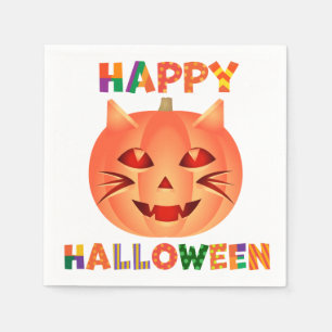 Halloween Cat Pumpkin Napkin