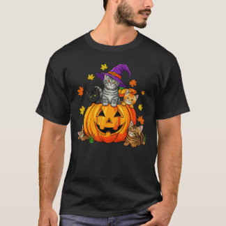 Halloween Cat Pumpkin Spooky Season Men Women Cute T-Shirt