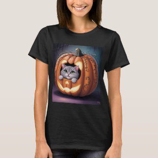 Halloween Cat & Pumpkin T-Shirt