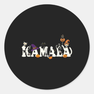 Halloween Cat Pumpkin Witch Hat Lover Kamala Haris Classic Round Sticker