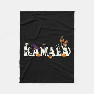 Halloween Cat Pumpkin Witch Hat Lover Kamala Haris Fleece Blanket
