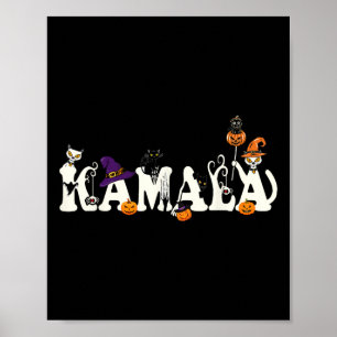 Halloween Cat Pumpkin Witch Hat Lover Kamala Haris Poster