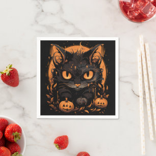 Halloween cat pumpkins napkin