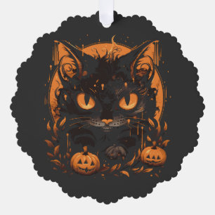 Halloween cat pumpkins tree decoration card