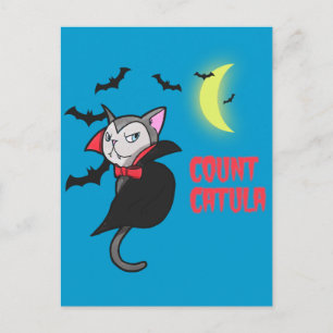Halloween Cat Pun Count Catula Funny Postcard