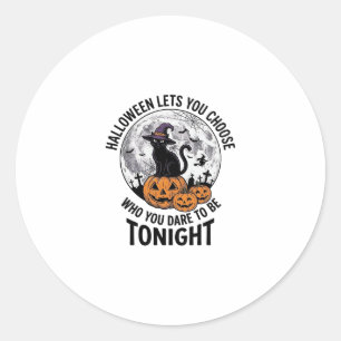 Halloween Cat Quote Spooky Pumpkin Witch Engraving Classic Round Sticker