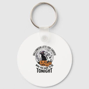 Halloween Cat Quote Spooky Pumpkin Witch Engraving Key Ring