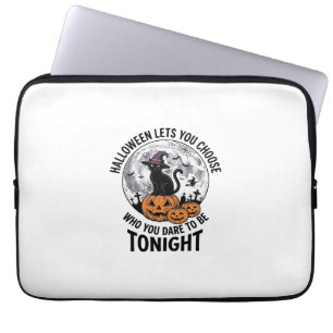 Halloween Cat Quote Spooky Pumpkin Witch Engraving Laptop Sleeve