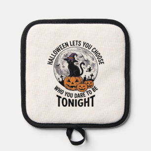 Halloween Cat Quote Spooky Pumpkin Witch Engraving Pot Holder