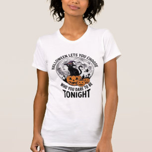 Halloween Cat Quote Spooky Pumpkin Witch Engraving T-Shirt